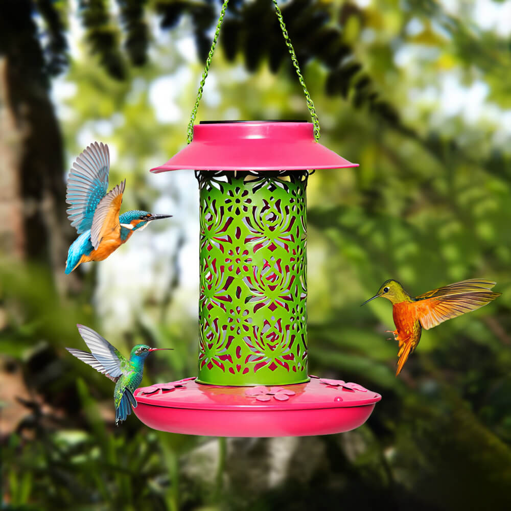 Solar Hanging Bird Feeder with Lantern Light
