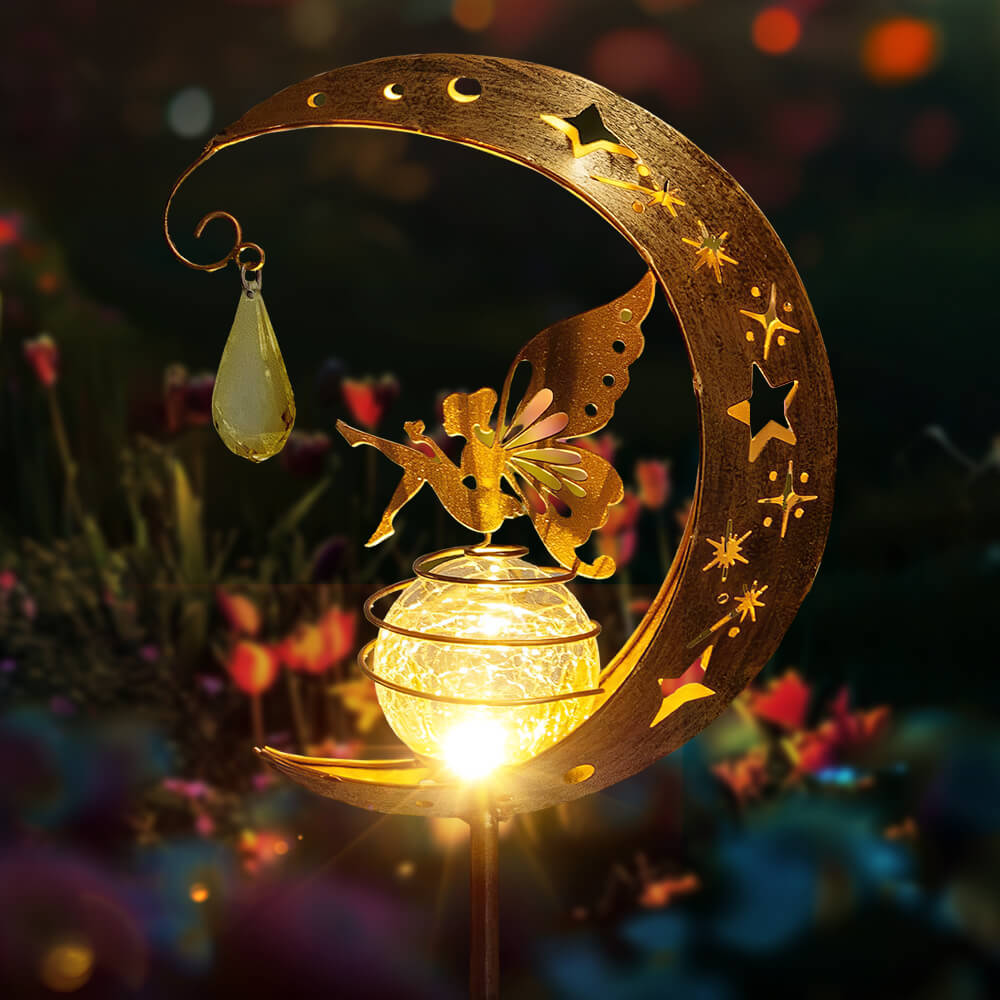 Solar Fairy Moon Figurine Stake Light