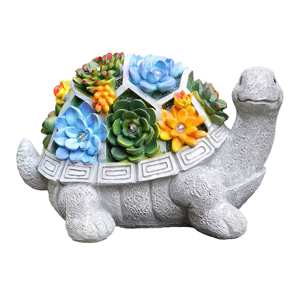 Solar-Powered Turtle Garden Statue with LED Lights