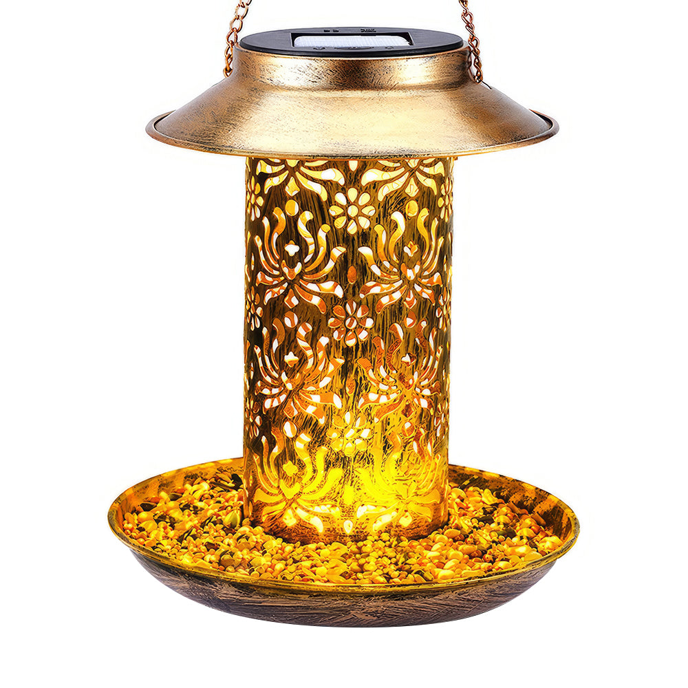 Solar Hanging Bird Feeder with Lantern Light