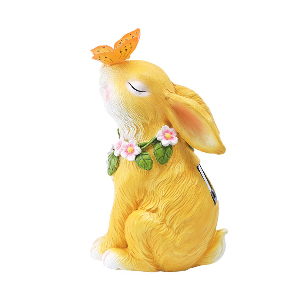 Garden Solar Rabbit Statue with Butterfly Light for Outdoor Decoration