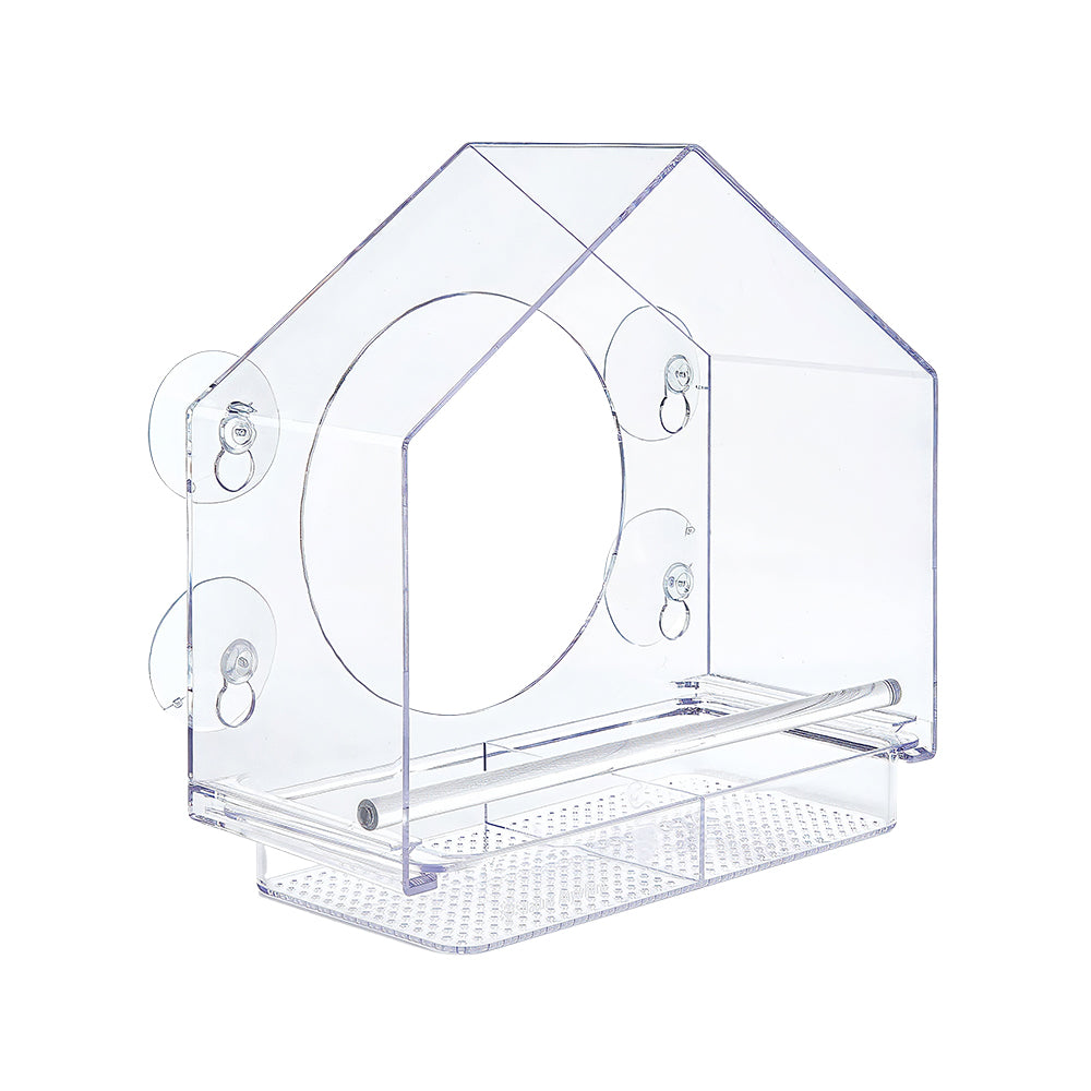 Transparent Acrylic Window Bird Feeder with Secure Suction Cups
