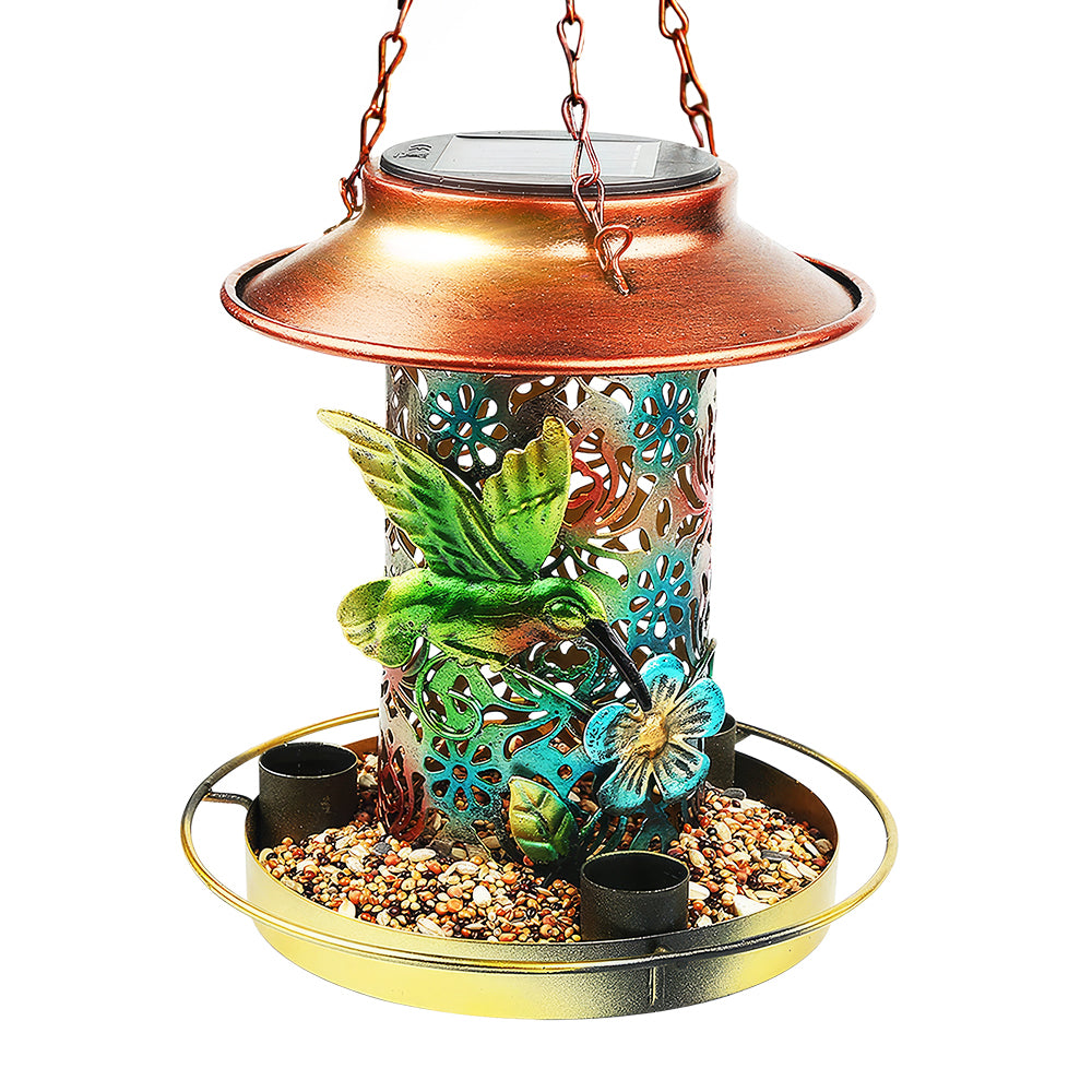 Solar Hanging Bird Feeder with Lantern Light