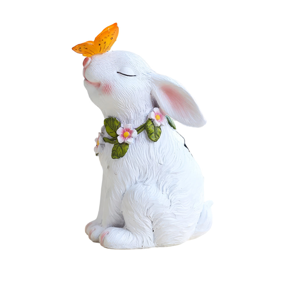 Garden Solar Rabbit Statue with Butterfly Light for Outdoor Decoration