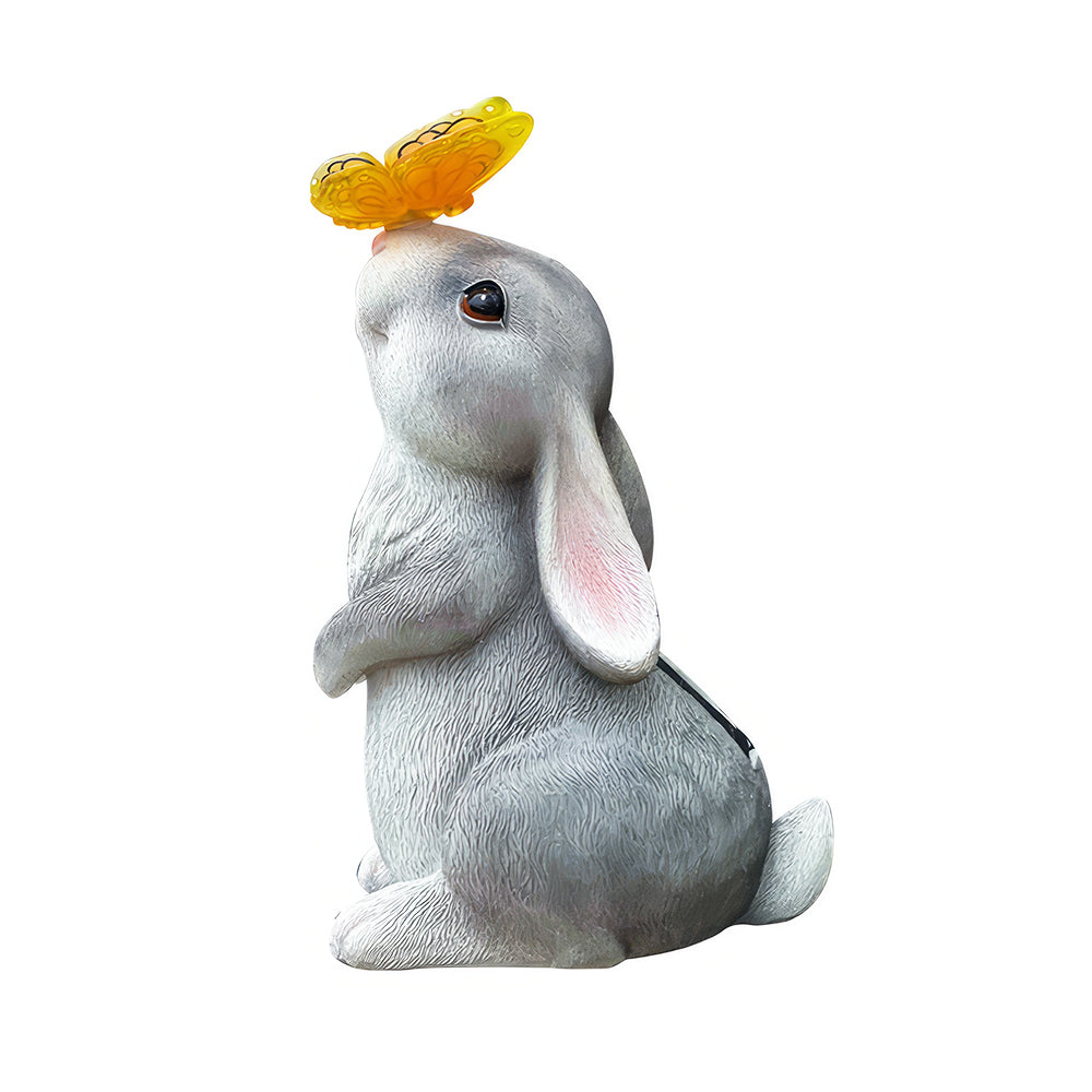 Garden Solar Rabbit Statue with Butterfly Light for Outdoor Decoration
