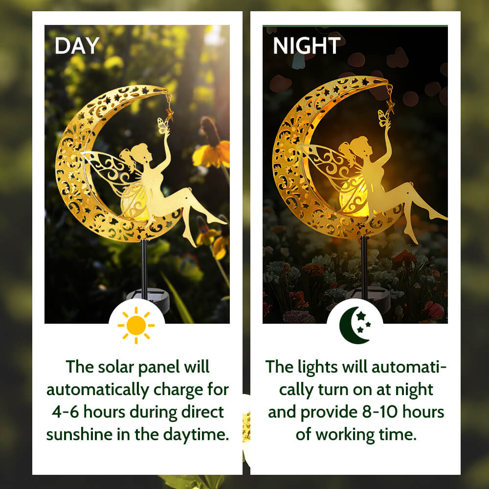 Solar Fairy Moon Figurine Stake Light