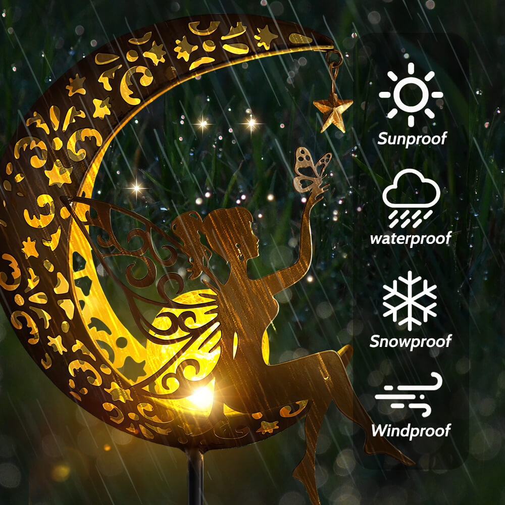 Solar Fairy Moon Figurine Stake Light