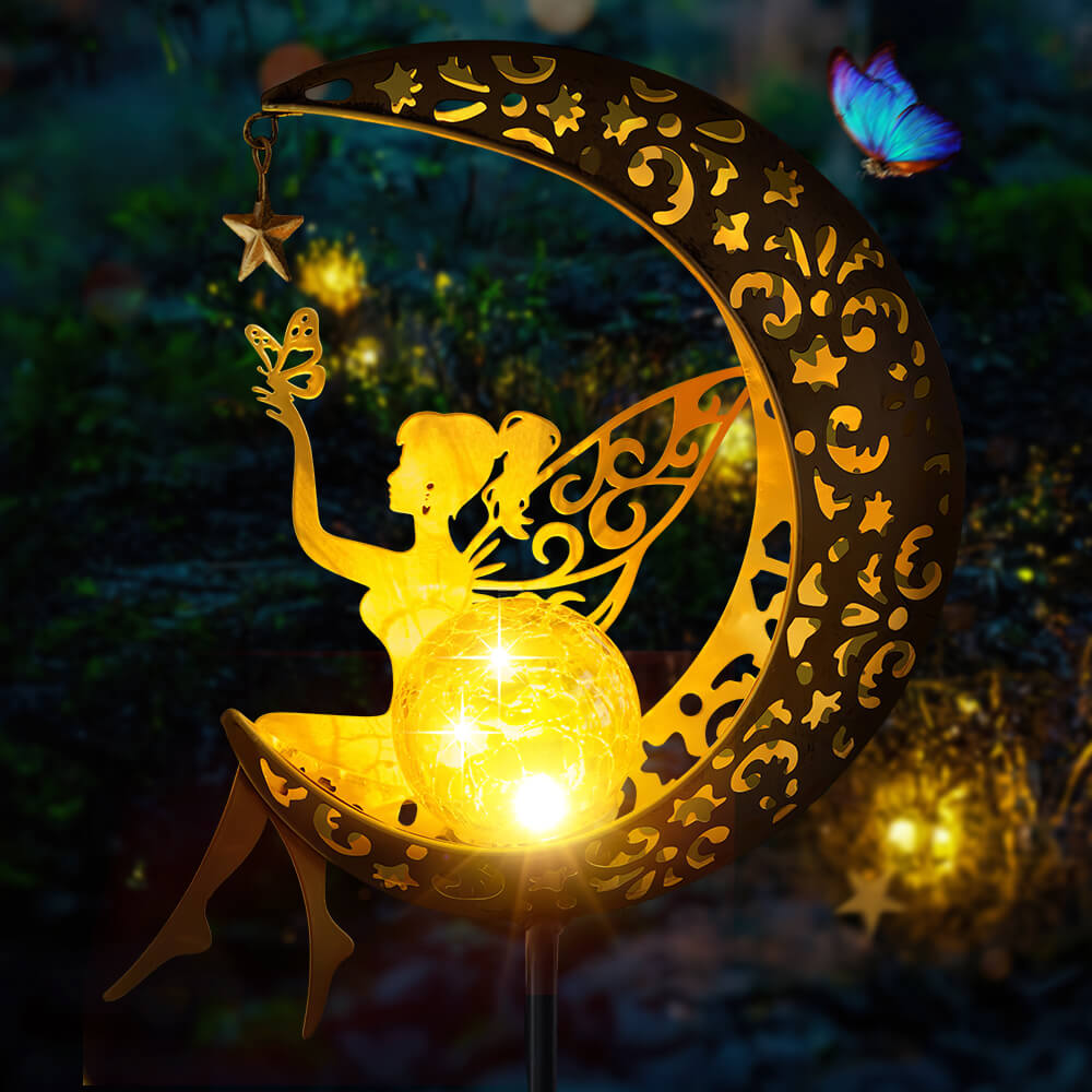 Solar Fairy Moon Figurine Stake Light