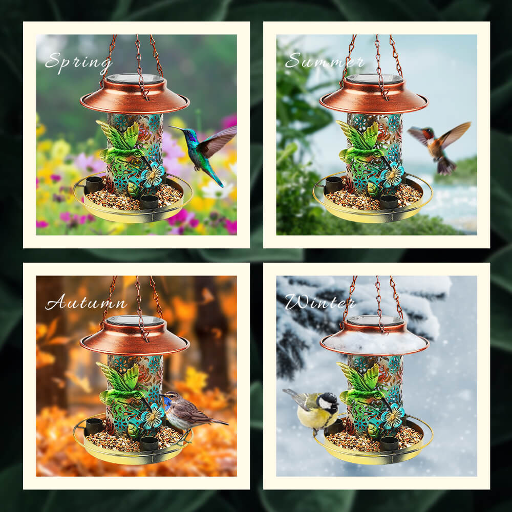 Solar Hanging Bird Feeder with Lantern Light