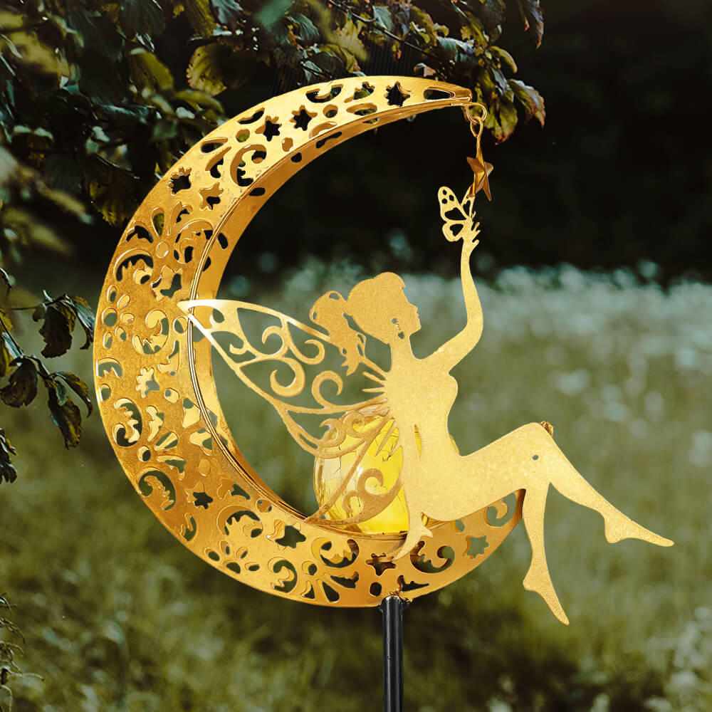 Solar Fairy Moon Figurine Stake Light