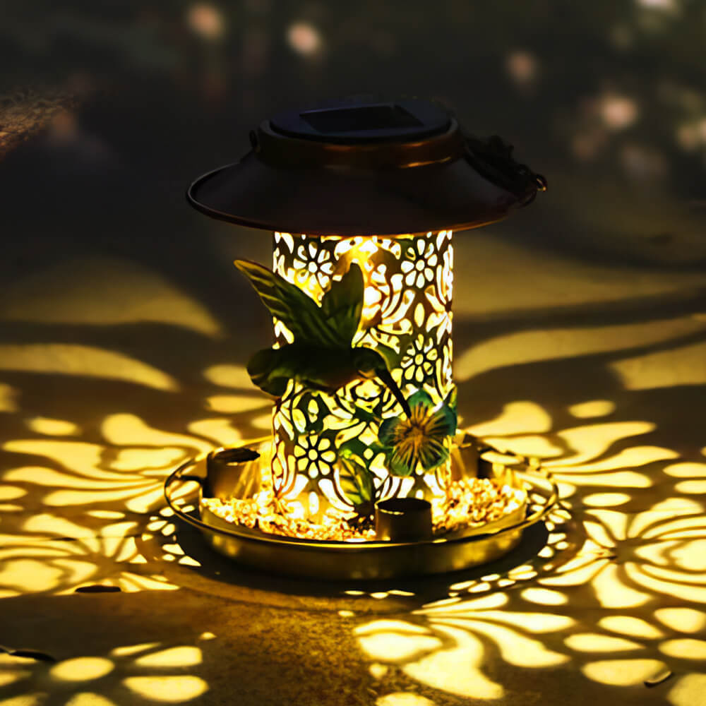 Solar Hanging Bird Feeder with Lantern Light