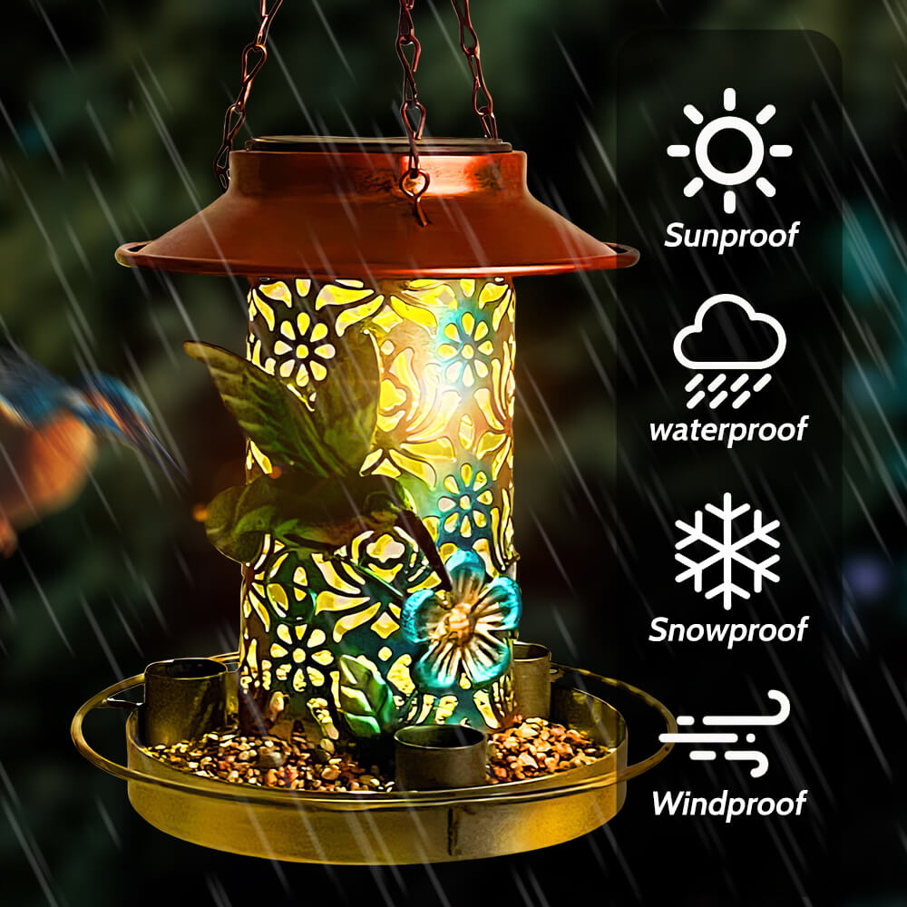 Solar Hanging Bird Feeder with Lantern Light