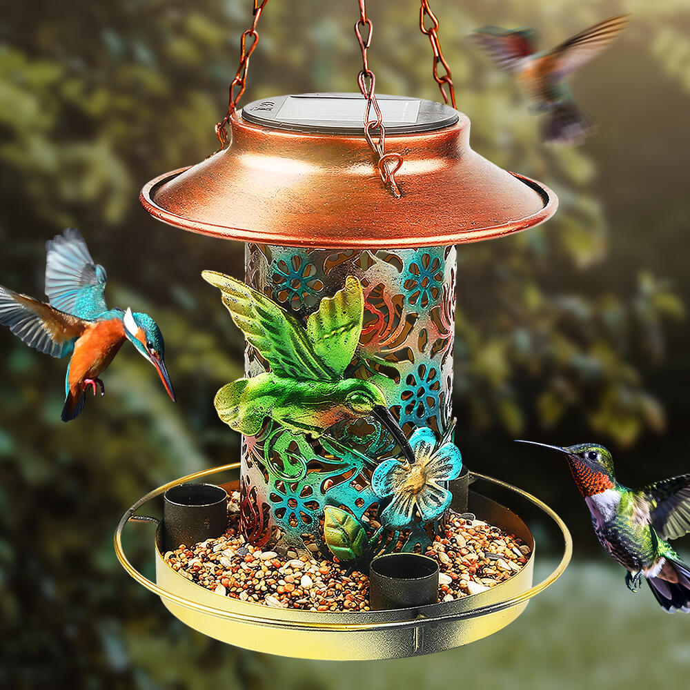 Solar Hanging Bird Feeder with Lantern Light