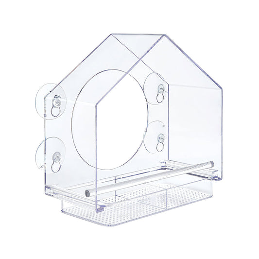 Transparent Acrylic Window Bird Feeder with Secure Suction Cups
